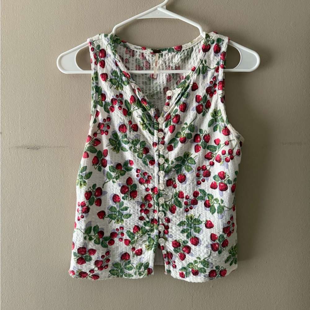 Free People Strawberry Print Tilly Shirt